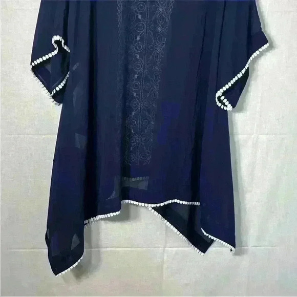 LANDS' END *SMALL 6-8* Navy Blue Beach Swim Cover-Up/Tunic With Embroidery - Picture 8 of 10